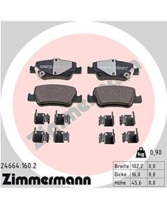 ZIMMERMANN 246641602 KIT PASTIGLIE FRENO, FRENO A DISCO