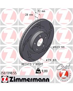 ZIMMERMANN 250139855 DISCO FRENO