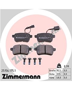 ZIMMERMANN 251561751 KIT PASTIGLIE FRENO, FRENO A DISCO