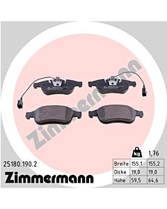 ZIMMERMANN 251801902 KIT PASTIGLIE FRENO, FRENO A DISCO