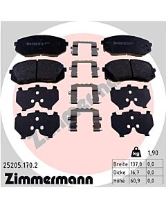 ZIMMERMANN 252051702 KIT PASTIGLIE FRENO, FRENO A DISCO