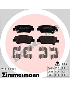 ZIMMERMANN 253371601 KIT PASTIGLIE FRENO, FRENO A DISCO