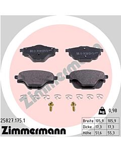 ZIMMERMANN 258271751 KIT PASTIGLIE FRENO, FRENO A DISCO