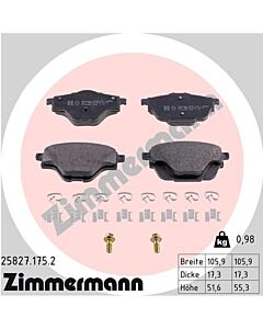ZIMMERMANN 258271752 KIT PASTIGLIE FRENO, FRENO A DISCO