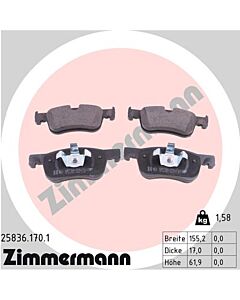 ZIMMERMANN 258361701 KIT PASTIGLIE FRENO, FRENO A DISCO