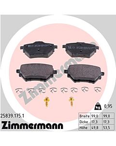 ZIMMERMANN 258391751 KIT PASTIGLIE FRENO, FRENO A DISCO