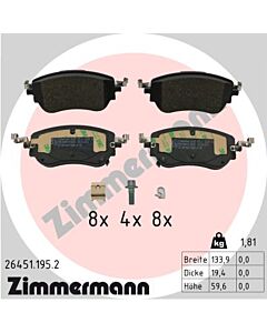 ZIMMERMANN 264511952 KIT PASTIGLIE FRENO, FRENO A DISCO