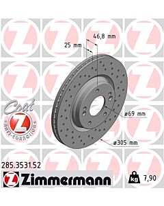 ZIMMERMANN 285353152 DISCO FRENO