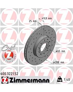 ZIMMERMANN 600322152 DISCO FRENO