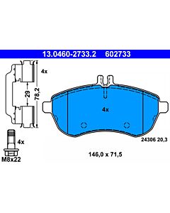 ATE 13046027332 KIT PASTIGLIE FRENO, FRENO A DISCO