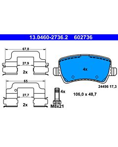 ATE 13046027362 KIT PASTIGLIE FRENO, FRENO A DISCO