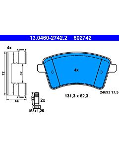 ATE 13046027422 KIT PASTIGLIE FRENO, FRENO A DISCO