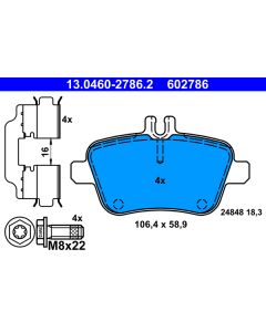 ATE 13046027862 KIT PASTIGLIE FRENO, FRENO A DISCO