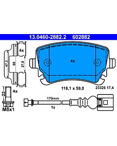 ATE 13046028822 KIT PASTIGLIE FRENO, FRENO A DISCO