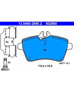 ATE 13046028852 KIT PASTIGLIE FRENO, FRENO A DISCO