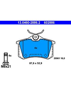 ATE 13046028862 KIT PASTIGLIE FRENO, FRENO A DISCO