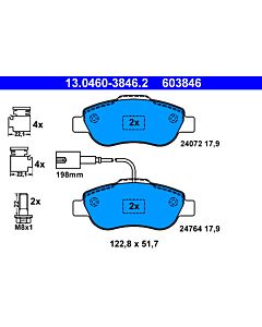 ATE 13046038462 KIT PASTIGLIE FRENO, FRENO A DISCO