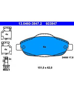 ATE 13046038472 KIT PASTIGLIE FRENO, FRENO A DISCO