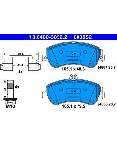 ATE 13046038522 KIT PASTIGLIE FRENO, FRENO A DISCO