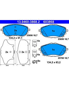 ATE 13046038682 KIT PASTIGLIE FRENO, FRENO A DISCO