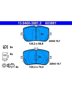 ATE 13046038812 KIT PASTIGLIE FRENO, FRENO A DISCO