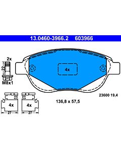 ATE 13046039662 KIT PASTIGLIE FRENO, FRENO A DISCO