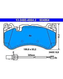 ATE 13046048642 KIT PASTIGLIE FRENO, FRENO A DISCO
