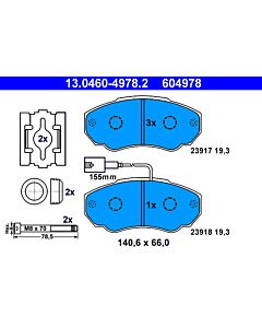 ATE 13046049782 KIT PASTIGLIE FRENO, FRENO A DISCO