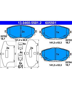 ATE 13046055012 KIT PASTIGLIE FRENO, FRENO A DISCO