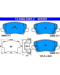 ATE 13046055052 KIT PASTIGLIE FRENO, FRENO A DISCO