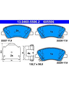 ATE 13046055062 KIT PASTIGLIE FRENO, FRENO A DISCO