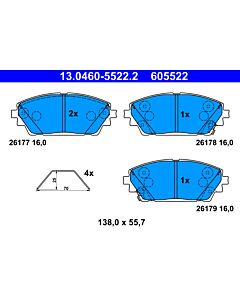 ATE 13046055222 KIT PASTIGLIE FRENO, FRENO A DISCO