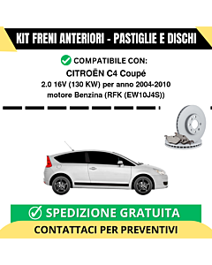 KIT FRENI ANTERIORI (Pastiglie e Dischi) per CITROËN C4 Coupé 2.0 16V 130 kw anno 2004-2010