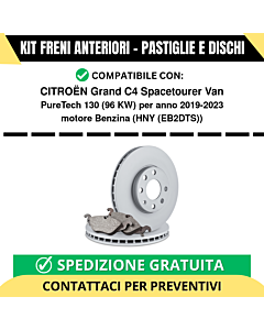 KIT FRENI ANTERIORI (Pastiglie e Dischi) per CITROËN Grand C4 Spacetourer Van PureTech 130 96 kw anno 2019-2023