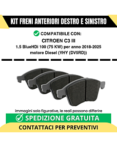 PASTIGLIE FRENO ANTERIORI per CITROEN C3 III 1.5 BlueHDi 100 75 kw Diesel 2018-2025