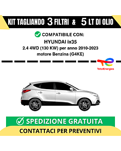 Tagliando per HYUNDAI ix35 2.4 4WD 130 kw - 5 Lt di TOTAL + 3 Filtri anno 2010-2023