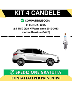 KIT 4 CANDELE per HYUNDAI ix35 2.4 4WD 129 kw anno 2012-2013