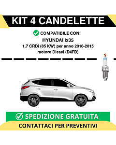 KIT 4 CANDELETTE per HYUNDAI ix35 1.7 CRDi 85 kw anno 2010-2015