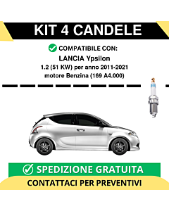 KIT 4 CANDELE per LANCIA Ypsilon 1.2 51 kw anno 2011-2021