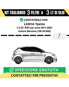 Tagliando per LANCIA Ypsilon 1.2 51 kw - 3 Lt di Selenia + 3 Filtri anno 2011-2021