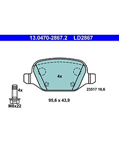 ATE 13047028672 KIT PASTIGLIE FRENO, FRENO A DISCO