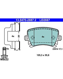 ATE 13047028872 KIT PASTIGLIE FRENO, FRENO A DISCO