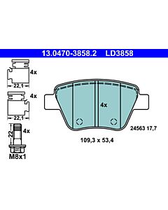 ATE 13047038582 KIT PASTIGLIE FRENO, FRENO A DISCO
