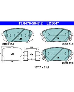 ATE 13047056472 KIT PASTIGLIE FRENO, FRENO A DISCO