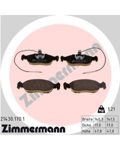 ZIMMERMANN 214301701 KIT PASTIGLIE FRENO, FRENO A DISCO