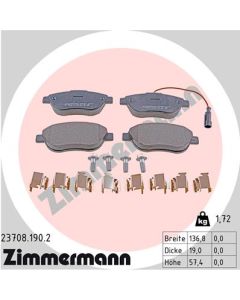 ZIMMERMANN 237081902 KIT PASTIGLIE FRENO, FRENO A DISCO