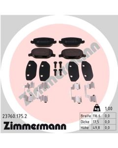ZIMMERMANN 237601752 KIT PASTIGLIE FRENO, FRENO A DISCO