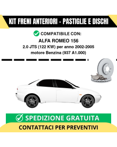 KIT FRENI ANTERIORI (Pastiglie e Dischi) per ALFA ROMEO 156 2.0 JTS 122 kw anno 2002-2005