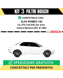 KIT BOSCH 3 Filtri tagliando per ALFA ROMEO 156 2.0 JTS 122 kw Benzina 2002-2005