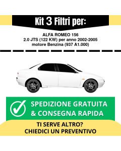 Kit 3 Filtri Tagliando per ALFA ROMEO 156 2.0 JTS 122 kw Benzina 2002-2005